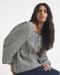 Simply Be - Seersucker Square Neck Blouse - Lyst