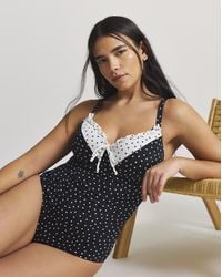 Figleaves - Spot Tie Front Underwired Swimsuit - Lyst