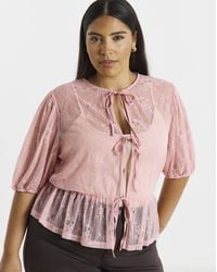 Simply Be - Lace Tie Front Top - Lyst