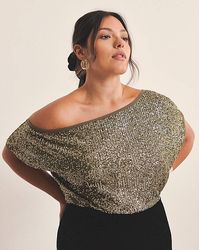 Simply Be - Linear Sequin Off The Shoulder Top - Lyst