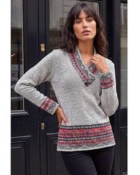 Roman - Roman Nordic Button Detail V-Neck Jumper - Lyst