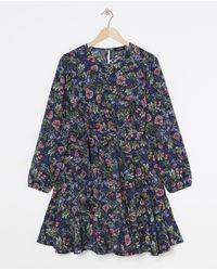 Simply Be - Floral Printed Belted Skater Dress - Lyst