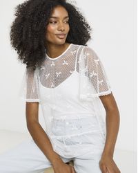 Simply Be - Bow Print Lace Top - Lyst