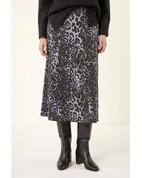 Roman - Roman Leopard Print A-Line Midi Skirt - Lyst