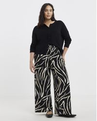 Simply Be - Zebra Textured Waffle Wide Leg Trouser - Lyst