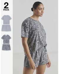 Simply Be - Leopard Print Value 2 Pack Shortie Sets - Lyst