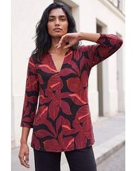 Roman - Roman Floral V-Neck Stretch Top - Lyst
