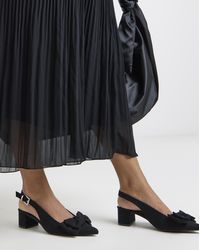 JD Williams - Block Heel Slingback With Bow Ex Wide - Lyst