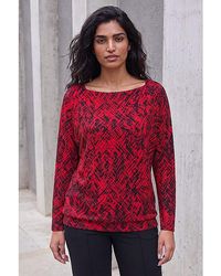 Roman - Roman Abstract Print Banded Hem Top - Lyst
