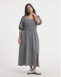 Simply Be - Waffle Shirred Midi Dress - Lyst