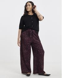 Simply Be - Leopard Textured Waffle Wide Leg Trouser - Lyst