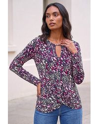 Roman - Roman Abstract Puff Print Twist Hem Top - Lyst
