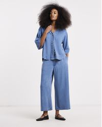 Simply Be - Light Bluetie Waist Culottes - Lyst