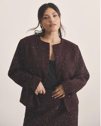 Simply Be - Sbe Boucle Collarless Jacket With Wool - Lyst