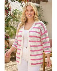 Roman Curve - Stripe Crochet Knit Cardigan - Lyst
