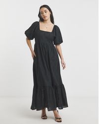 Simply Be - Square Neck Broderie Maxi Dress - Lyst