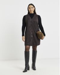 Simply Be - Suedette Button Through Dress - Lyst