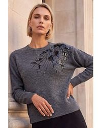 Roman - Roman Floral Sparkly Knit Jumper - Lyst