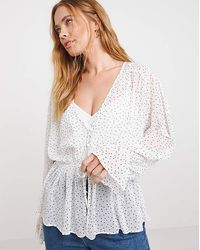 Simply Be - Sheer Tie Front Blouse - Lyst