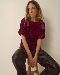 Monsoon - Vittoria Bow Velvet Top - Lyst