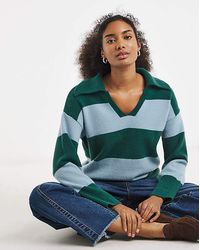 Simply Be - Rugby Stripe Collared Knitted Jumper - Lyst