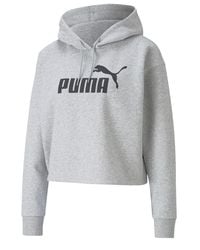 PUMA - Essentials Cropped Logo Hoodie - Lyst