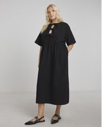 Simply Be - Denim Tie Front Midi Dress - Lyst