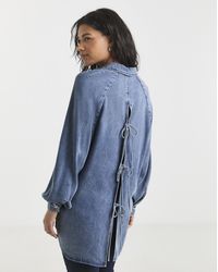 Simply Be - Sbe Open Back Denim Shirt - Lyst