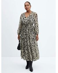Mango - Floral Print Midi Dress - Lyst