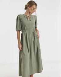 Simply Be - Cinched Waist Midi Dress With Pockets - Lyst