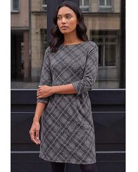 Roman - Roman Checked Front Pleat Shift Dress - Lyst