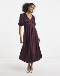 Simply Be - Satin Jacquard Midi Tea Dress - Lyst