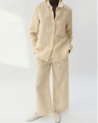 Mango - Lino Straight Linen-Blend Trousers - Lyst