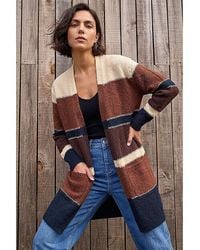 Roman - Roman Block Longline Knit Cardigan - Lyst
