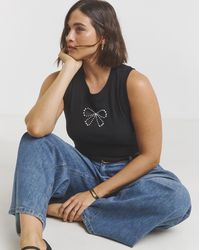 Simply Be - Bow Cut Out Tank With Pearls - Lyst