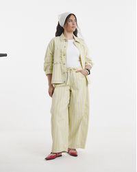 Pieces - Billo Mid Waist Tie Barrel Jeans - Lyst