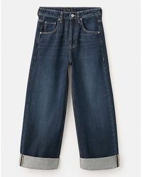 Mango - Wide Leg Turned Up Hem Jean - Lyst