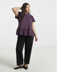 Simply Be - Ruffle Sleeve Peplum Tee - Lyst