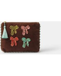 Accessorize - Embellished Bow Velvet Pouch - Lyst