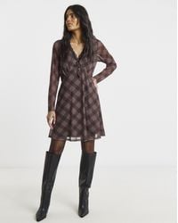 Simply Be - Mesh Lace Trim Skater Dress - Lyst