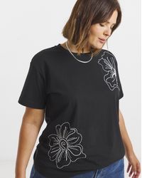 Simply Be - Embroidered And Beaded Floral T-Shirt - Lyst