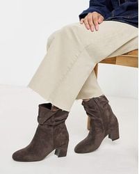 JD Williams - Soft Ruched Heeled Ankle Boot Wide - Lyst