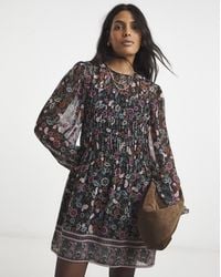 Simply Be - Shirred Floral Border Print Skater Dress - Lyst