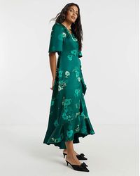 Flounce London - Floral Wrap Dress - Lyst