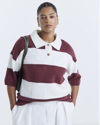 Simply Be - Rugby Stripe Knitted Polo - Lyst