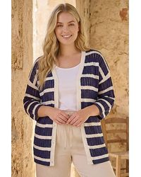 Roman Curve - Stripe Crochet Knit Cardigan - Lyst