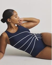 Beach To Beach - Sports Swimsuit High Neck Piping Detail - Lyst