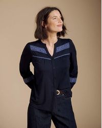 Julipa - Lace Trim Jersey Blouse - Lyst