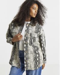 Simply Be - Sbe Snake Print Utility Shacket - Lyst