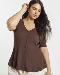 Simply Be - Button Through Peplum Top - Lyst